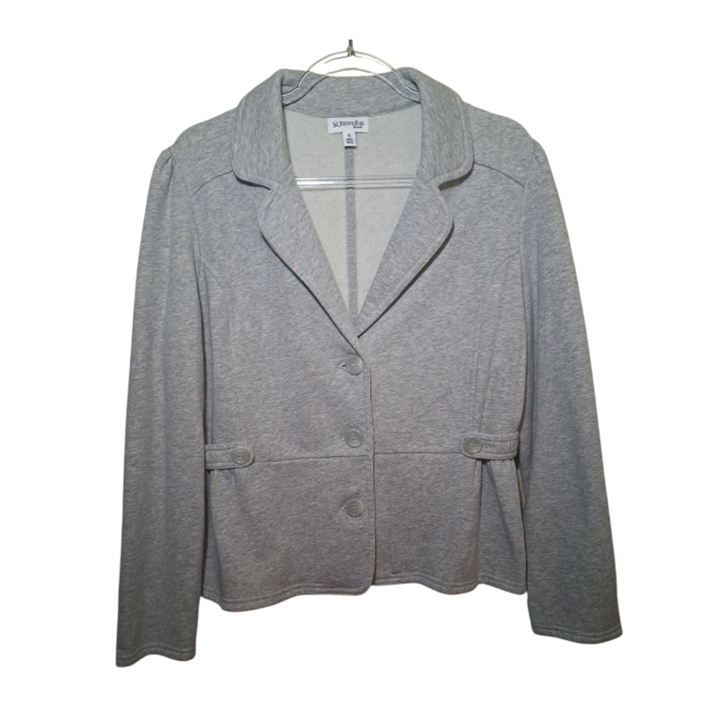 St. John's Bay Gray Blazer with Notched Lapel and Tailored Fit